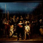 Militia Company of District II under the Command of Captain Frans Banninck Cocq, or The Shooting Company of Frans Banning Cocq and Willem van Ruytenburch, usually referred to as The Night Watch (De Nachtwacht in Dutch), by Rembrandt van Rijn (1642), in the collections of the Amsterdam Museum, typically at the Rijksmuseum Amsterdam. Photo by Txllxt TxllxT, CC BY-SA 4.0