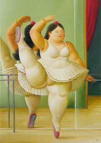 Fernando Botero, Bailarina en la barra (2001), Olio su tela, 164x116 cmCollezione privata