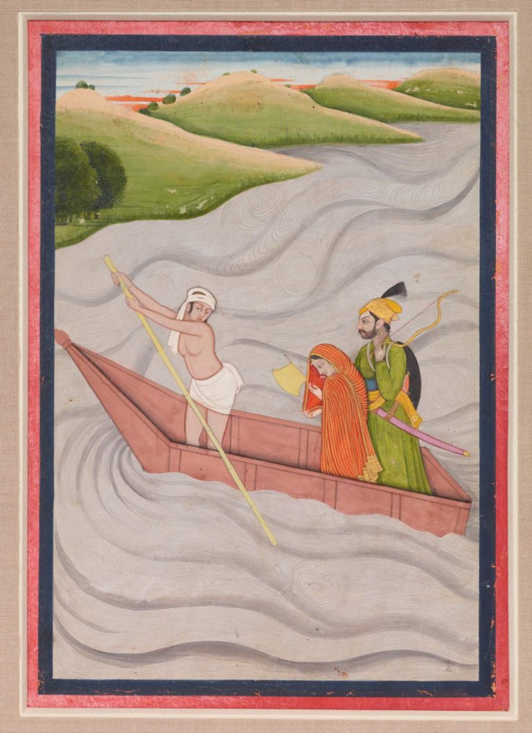 mostra Ragamala Maestro della prima generazione dopo Manaku e Nainsukh di Guler Gambhira Raga, foglio tratto dalla "Seconda serie di ragamaladi Guler", regione di Pahari, ca. 1790, pittura a pigmento su carta, Museo Rietberg, 2013.248, acquistato con fondi di Catharina Dohrn.