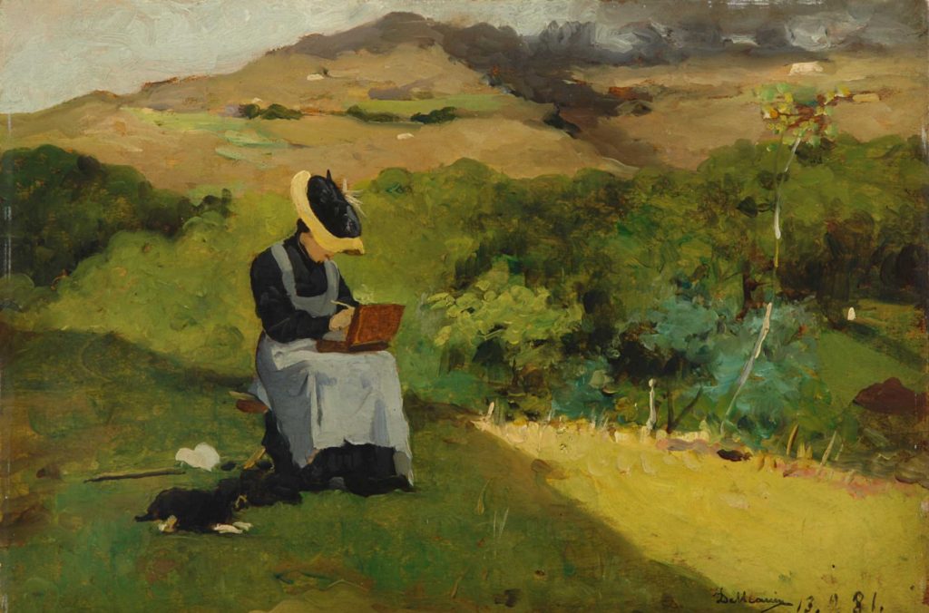 Lorenzo Delleani Pollone, 1840 - Torino, 1908 La pittrice, 1881 Olio su tavola Lascito Ettore De Fornaris, Torino 1978 P/1955