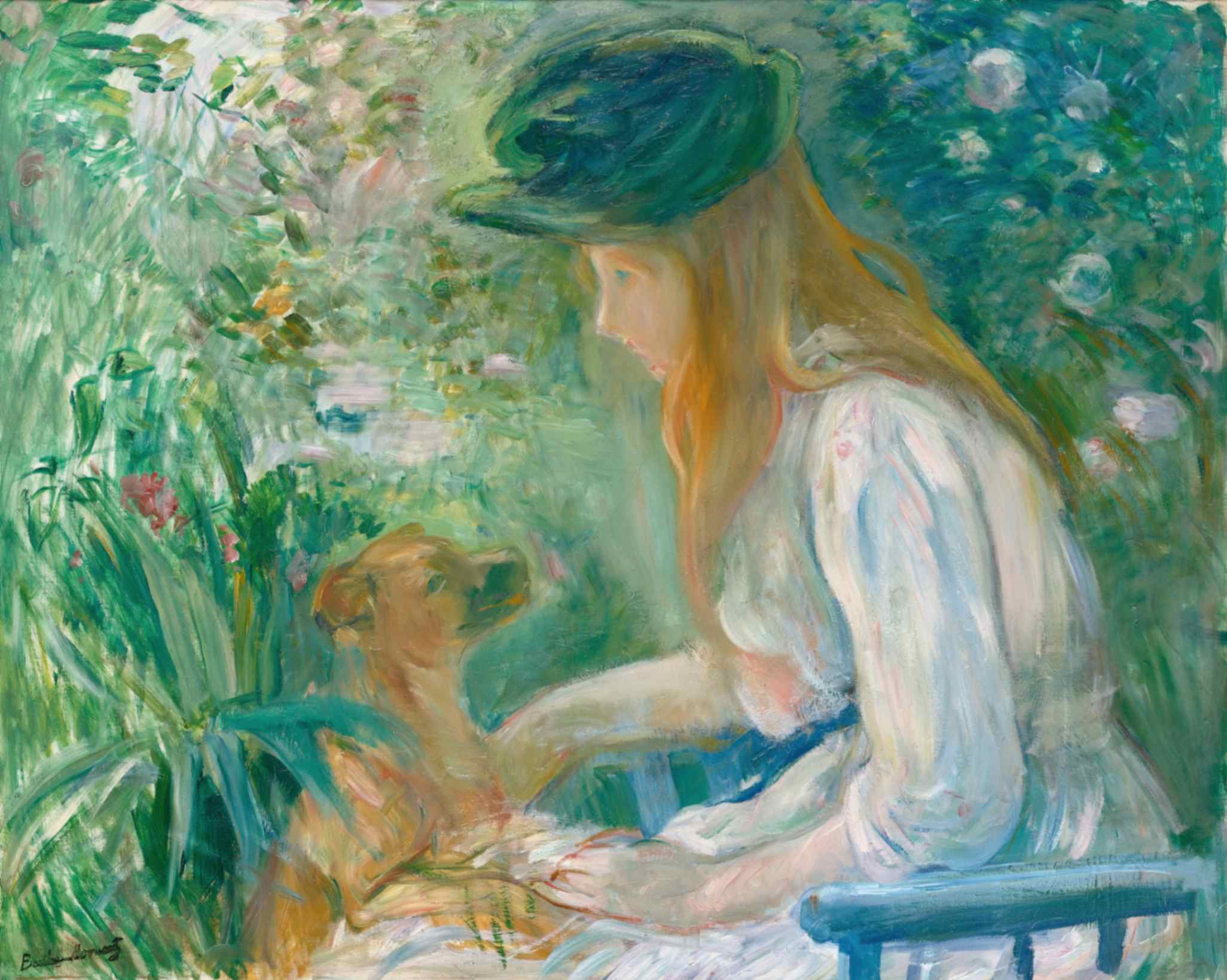 Berthe Morisot Ragazza con cane 1892 Olio su tela Collezione privata