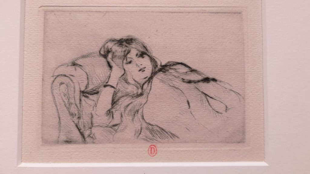 Berthe Morisot “Giovane donna sdraiata” 1889, puntasecca, Bibliothèque de l'Institut National d'Histoire de l'Art, collections Jacques Doucet. Foto di Chiara Zoia