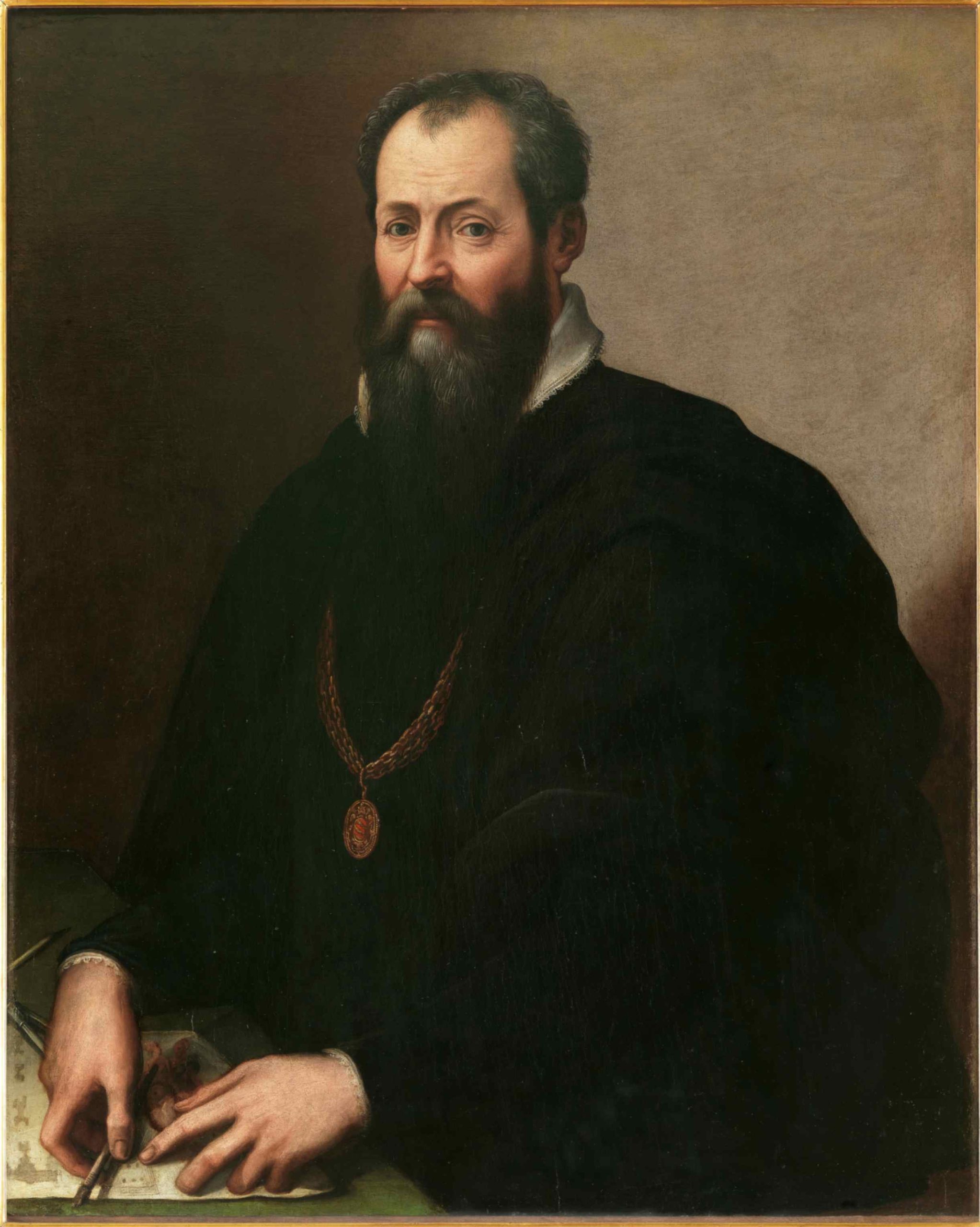 Giovanni Stradano Jan van der Straet, Ritratto di Giorgio Vasari (1568-1572) olio su tavola_Firenze Gallerie degli Uffizi, Galleria delle Statue e delle Pitture