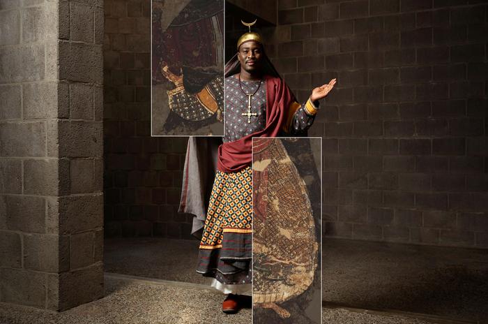 A premiere presentation of re-created costumes based on wall paintings from the cathedral of Faras in the collections of the National Museum in Warsaw and the Sudan National Museum in Khartoum, accompanied by a popularisation session at Sorbonne University. Credits: SWPS University, Photo: © Paulina Matusiak & Eddy Wenting