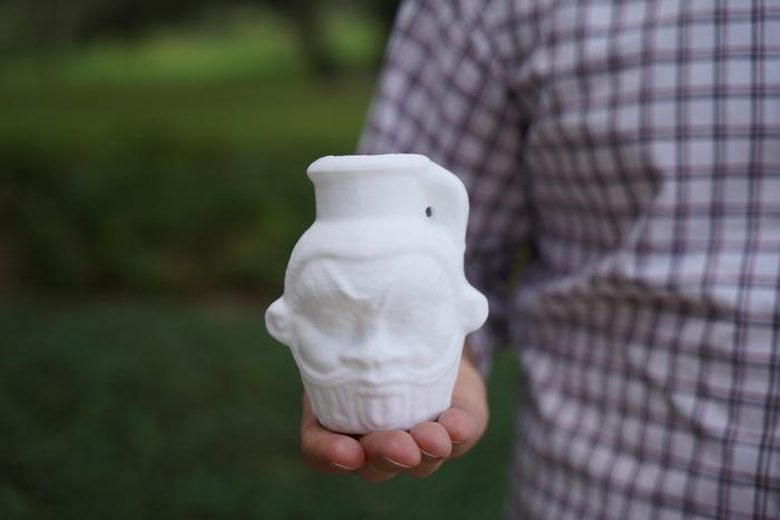 Close-up image of a 3-D replica of the Egyptian Bes mug used in the study. Credits: Cassidy Delamarter