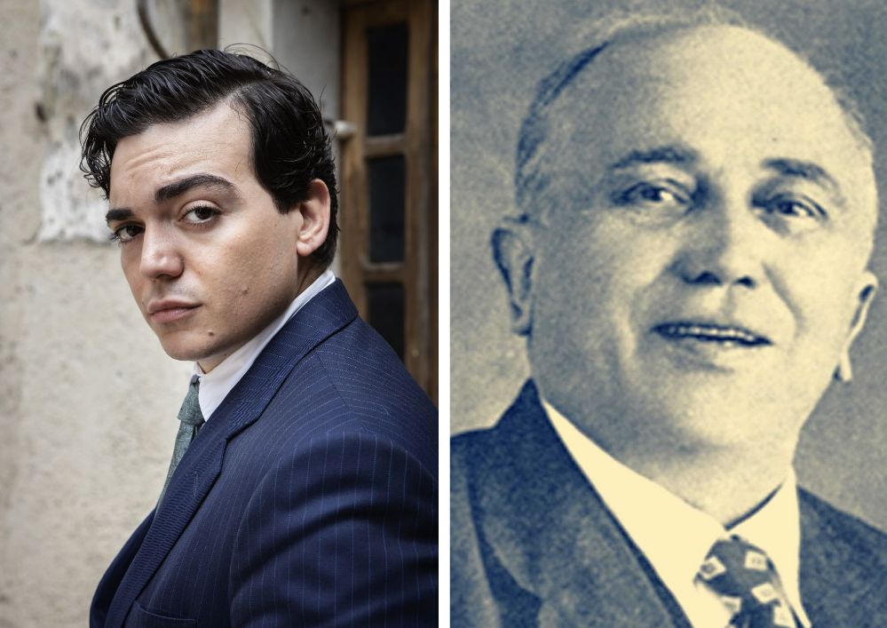 a sinistra l'attore Giovanni Amura, a destra il poeta e autore E.A. Mario
