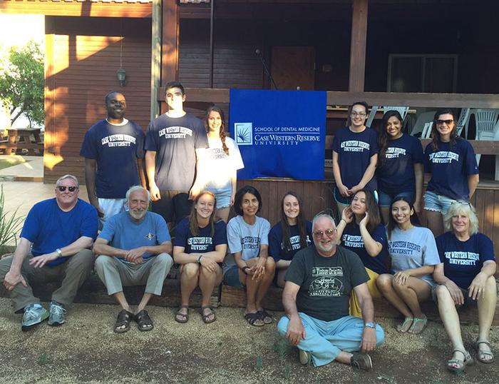 CWRU dental school faculty and staff with 10 dental students in Israel in 2016. Faculty members include Bruce Latimer, Jerold Goldberg and Mark Hans, along with staff member Yvonne McDermott and Kent State University's Linda Spurlock. Photo Credits: Yvonne McDermott