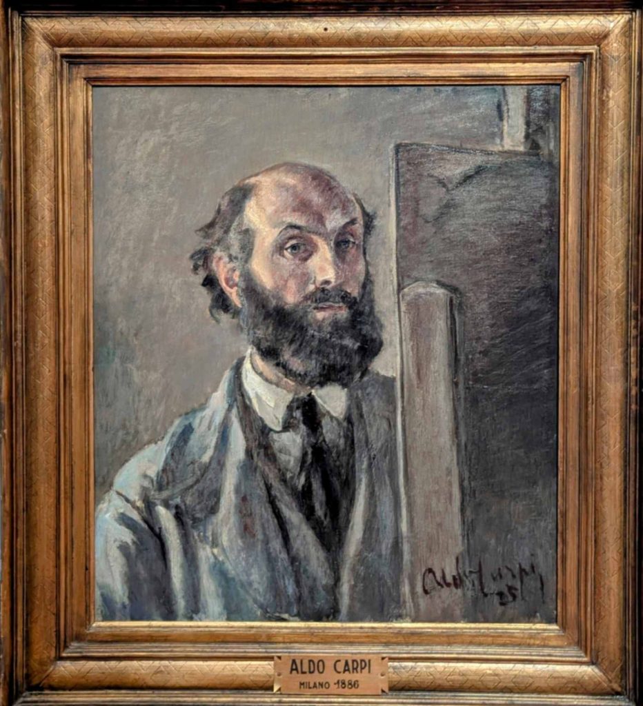 Autoritratto di Aldo Carpidipinto olio su tela 1964 altezza 40 cm, larghezza 27 cm