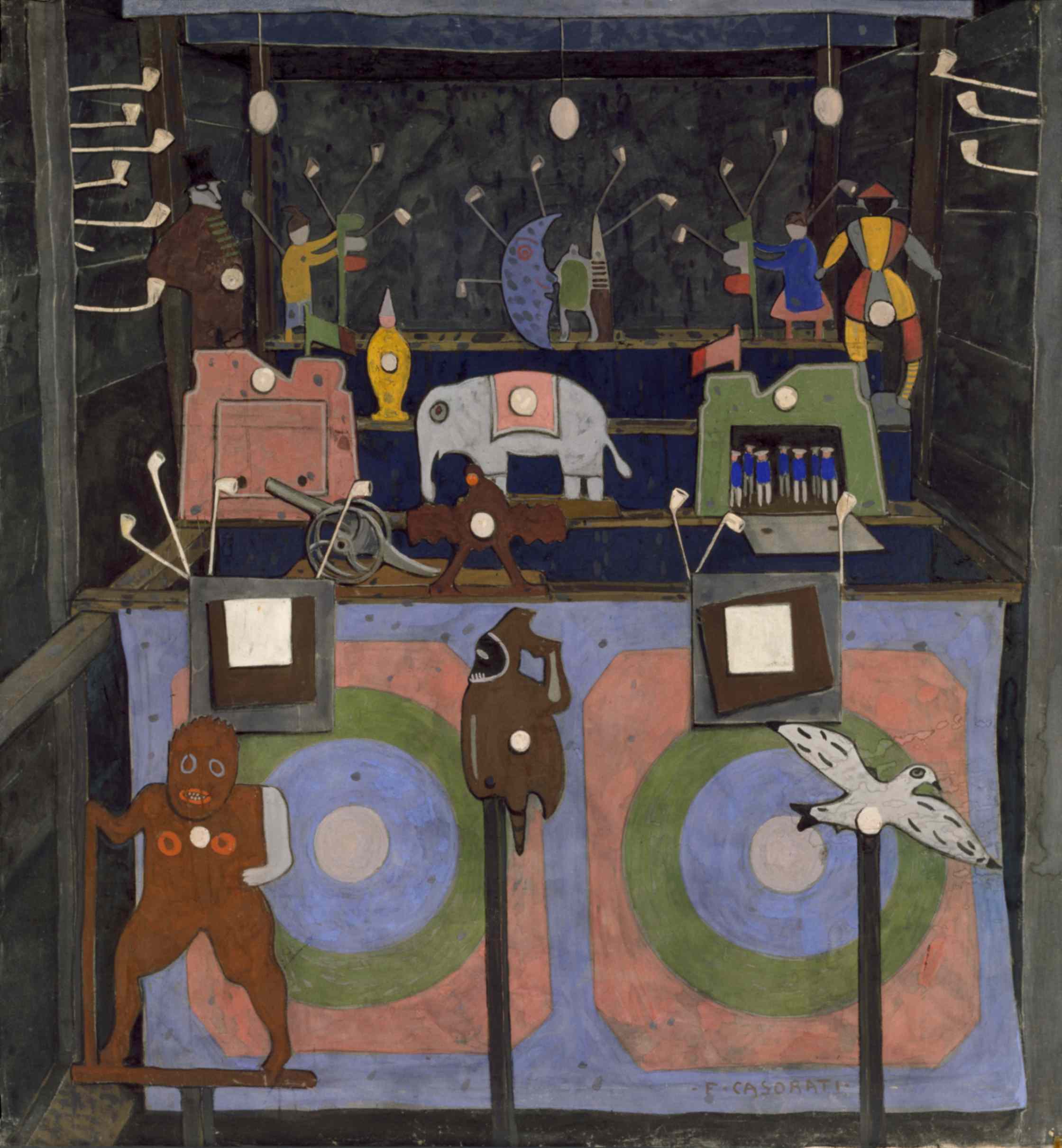 Tiro al bersaglio (o Tiro a segno) [1919], tempera su tela, 130 x 120 cm. Torino, collezione privata. Crediti per la foto: Pino Dell'Aquila