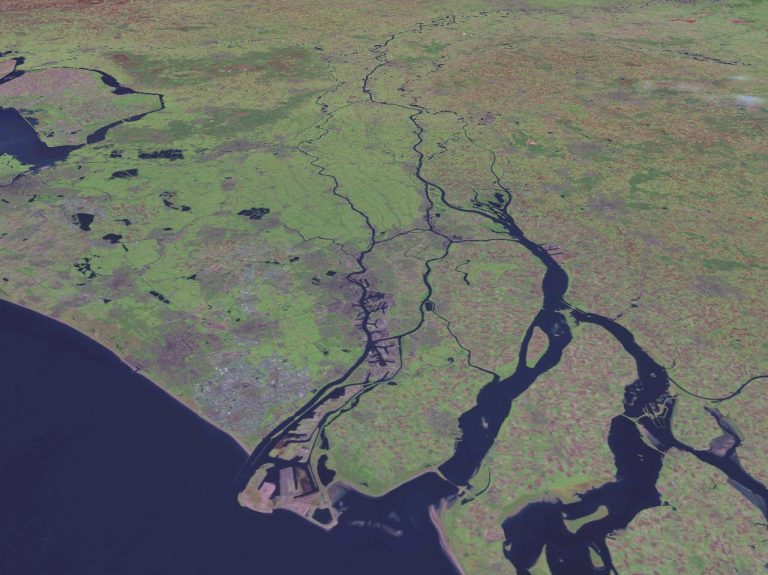 Limes Wall Roman borders effects today The Rhine-Meuse delta and the Lower Rhine. NASA World Wind Photo, in public domain 