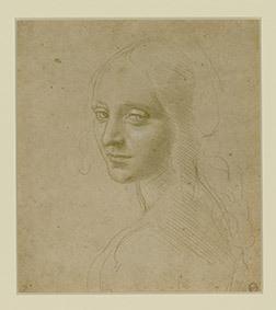 Da Botticelli a Mucha. Bellezza, Natura, Seduzione Leonardo da Vinci Volto di fanciulla (studio per l’angelo della Vergine delle rocce) 1478-1485 circa Punta metallica e lumeggiature di biacca su carta preparata, 18,2x16 cm Su concessione del Mic - Musei Reali, Biblioteca Reale L’opera sarà esposta e visitabile presso lo “Spazio Leonardo” della Galleria Sabauda
