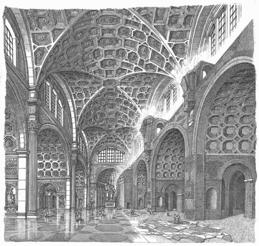 Immaginare Roma. Le prospettive impossibili di Francesco Corni Resti Ricostruzione Basilica Massenzio