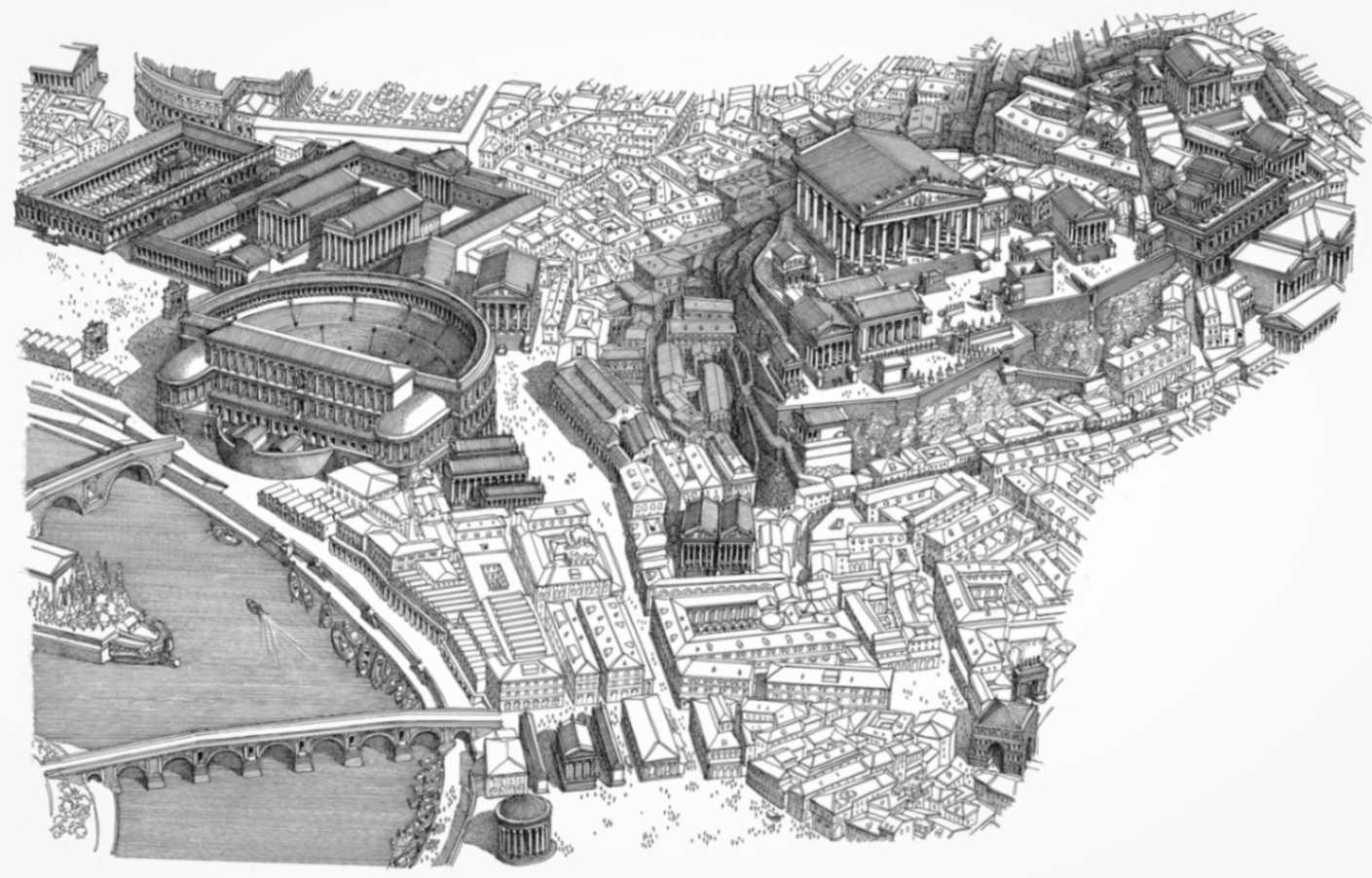 Immaginare Roma. Le prospettive impossibili di Francesco Corni Veduta Ricostruttiva Campidoglio Foro Boario Olitorio