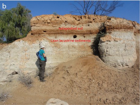 Soil that was eroded from the slopes into the Jordan Valley accumulated above the sediments of the ancience Lake Lisan (Credits: Amos Frumkin)