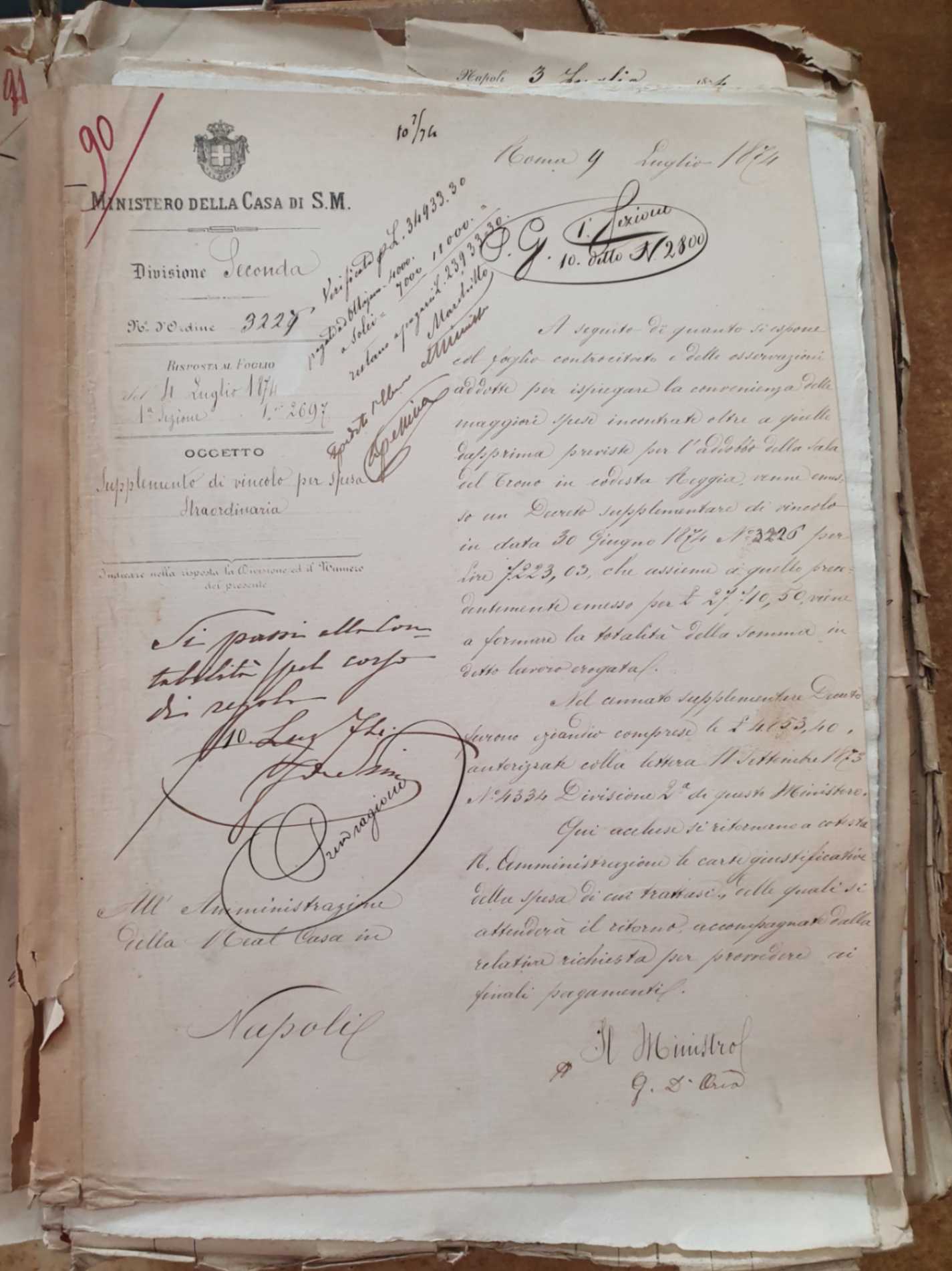 trono Palazzo Reale di Napoli sabaudo 1. documento corrispondenza
