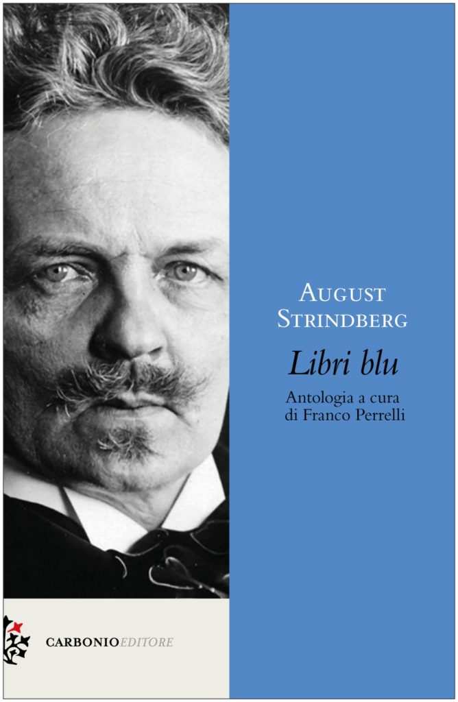 la copertina dell'antologia Libri Blu di August Strindberg, a cura di Franco Perrelli, pubblicata da Carbonio Editore (2025)