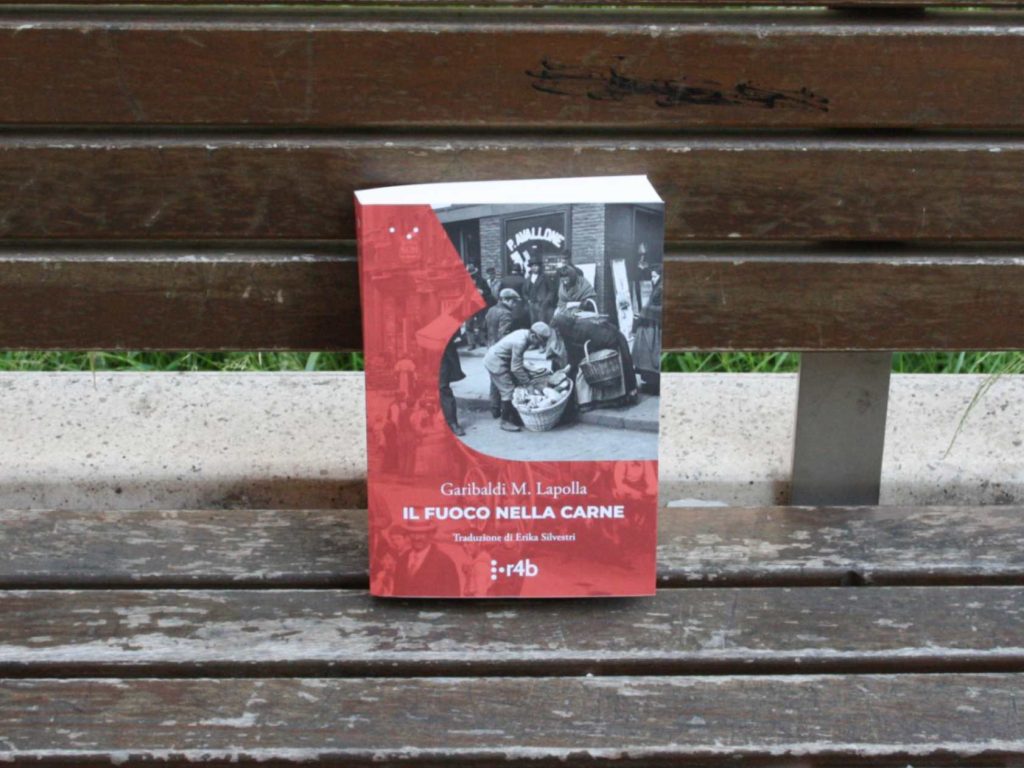 la copertina del romanzo Il fuoco nella carne, di Garibaldi Mario Lapolla, nella traduzione di Erika Silvestri, edita da readerforblind (2025)