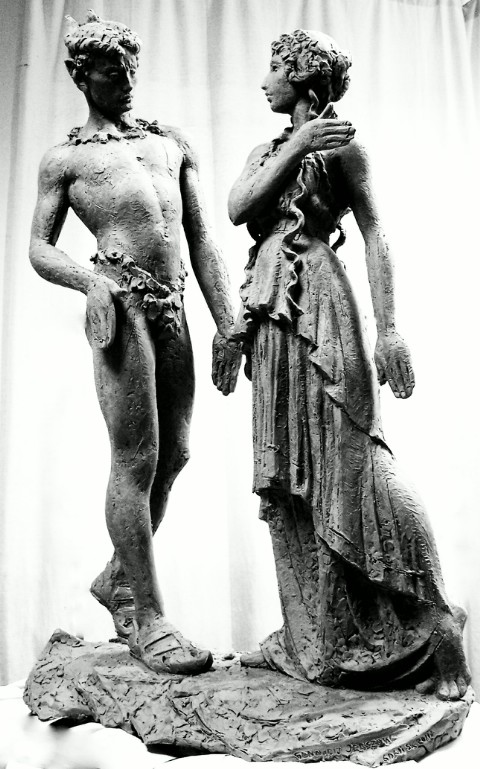 Vaslav Fomič Nižinskij con sua sorella Bronislawa, nella scultura di Gennadij Jerszow al Gran Teatro di Varsavia. Foto di Galeriafart, CC BY-SA 3.0