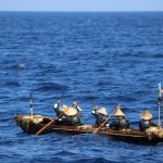 The team set out in their handmade canoe, making the entire experience as authentic as possible. ©2025 Kaifu et al. CC-By-ND Ancient dugout canoe replica tests Paleolithic migration theory, and long-standing questions about migration of early modern humans in East Asia