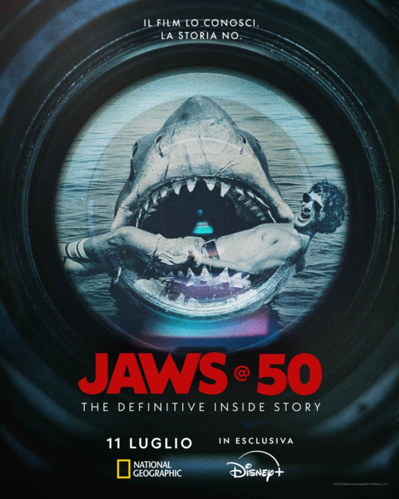 la Key Art di Jaws @ 50: The Definitive Inside Story, documentario di Laurent Bouzereau