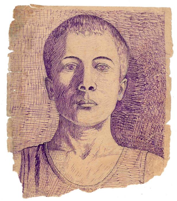 Diarist Ivan Khripunov's (1923–1942?) self-portrait, undated. Photo Credits: Aleksandr Khripunov and Svetlana Bykova