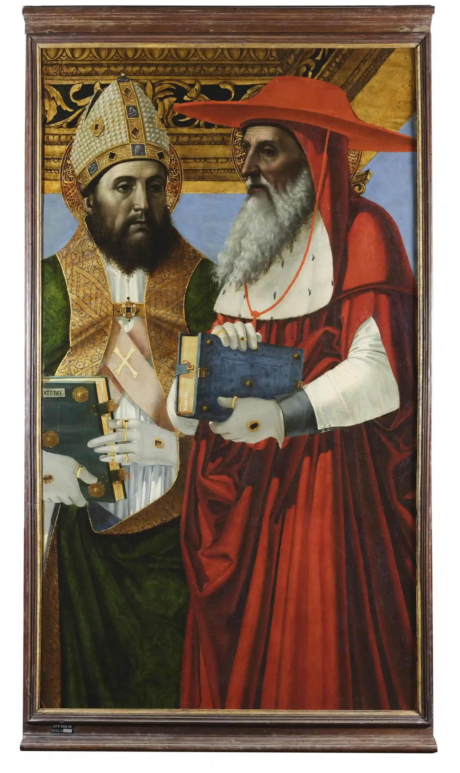 A. da Fossano, detto il Bergognone, I dottori della Chiesa: Sant'Agostino e San Girolamo, 1492-94, tempera e olio su tavola, cm 96 x 54,7 x 2,5 Direzione regionale Musei nazionali Lombardia/ Complesso monumentale della Certosa di Pavia
