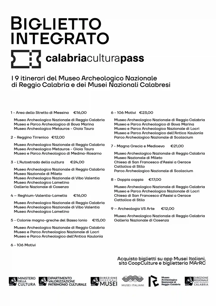 Calabriaculturapass biglietto integrato Itinerari