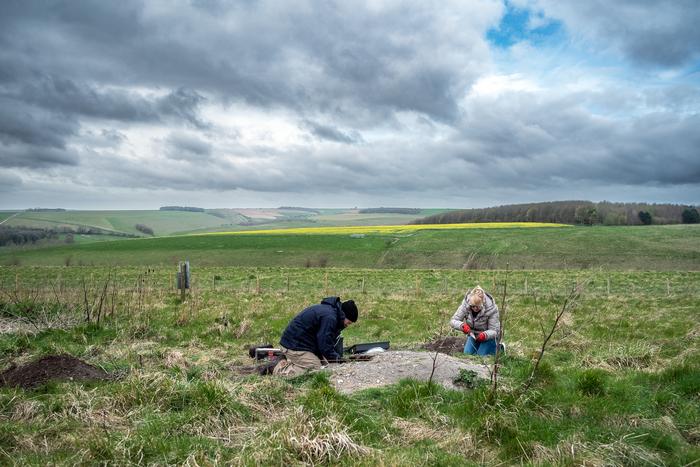 East Chisenbury midden under excavation. Photo Credits: Cardiff University