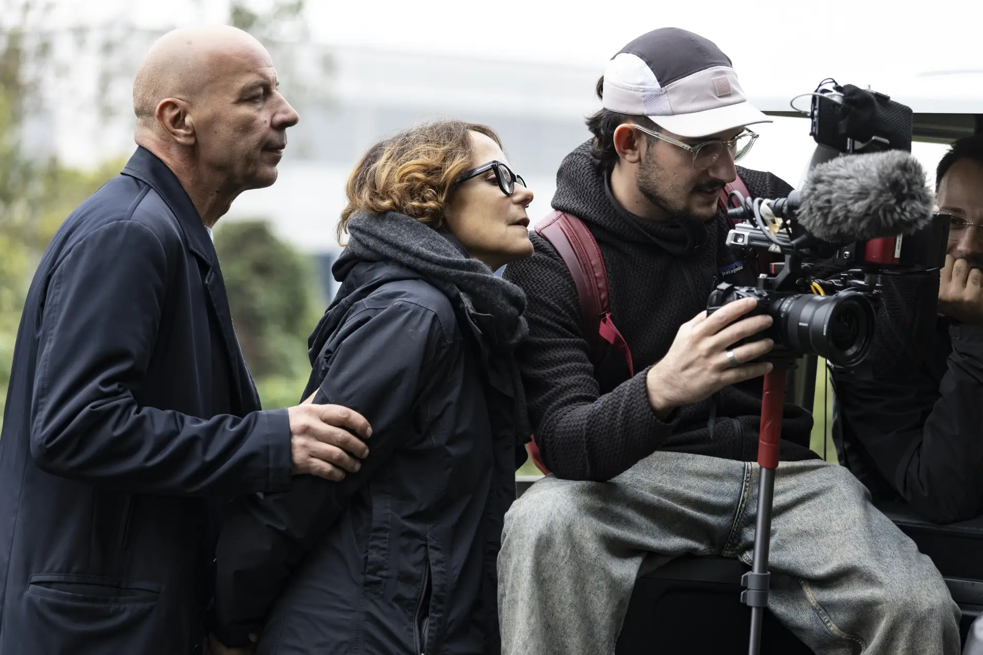 sul set di Attitudini:Nessuna, film di Sophie Chiarello su e con Aldo, Giovanni e Giacomo