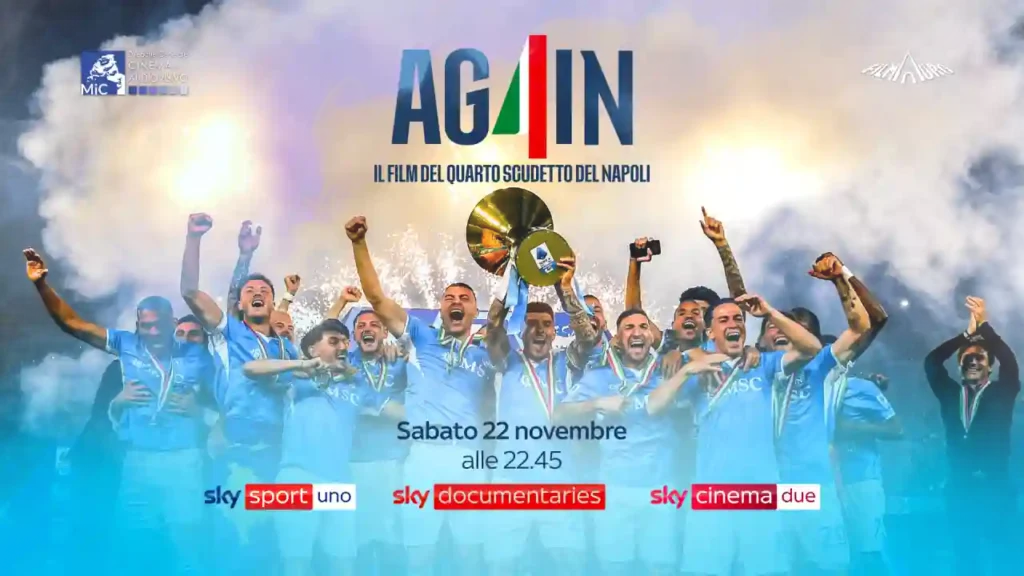 banner per AG4IN - il film sul quarto scudetto del Napoli su Sky e NOW dal 22 novembre